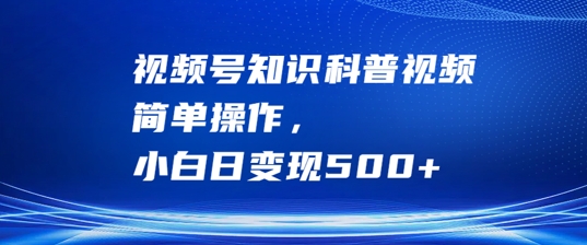 视频号知识科普视频，简单操作，小白日变现500+-北漠网络