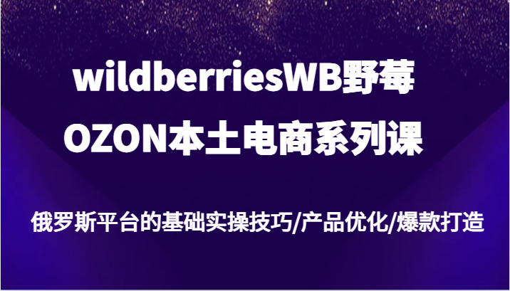 wildberriesWB野莓/OZON本土电商系列课，俄罗斯平台的基础实操技巧/产品优化/爆款打造-北漠网络