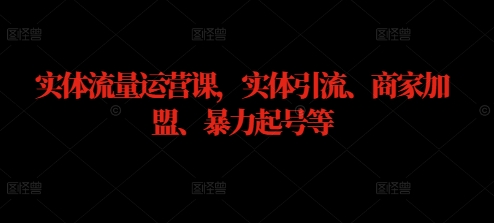 实体流量运营课，实体引流、商家加盟、暴力起号等-北漠网络