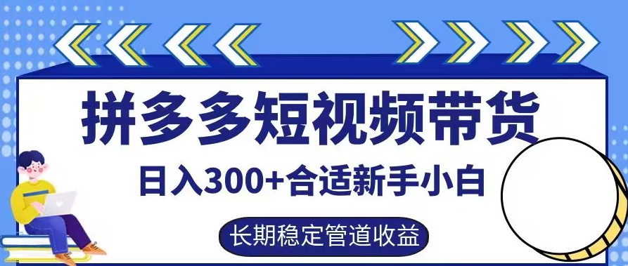 拼多多短视频带货日入300+有长期稳定被动收益，合适新手小白-北漠网络