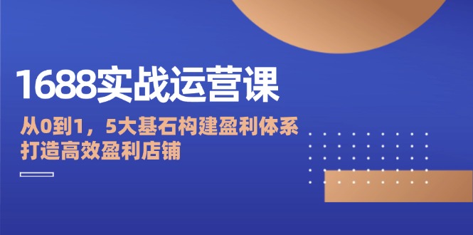 1688实战运营课：从0到1，5大基石构建盈利体系，打造高效盈利店铺-北漠网络