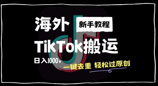 2024最新海外TikTok搬运玩法，一键去重轻松过原创，新手无经验也能日入1k-北漠网络