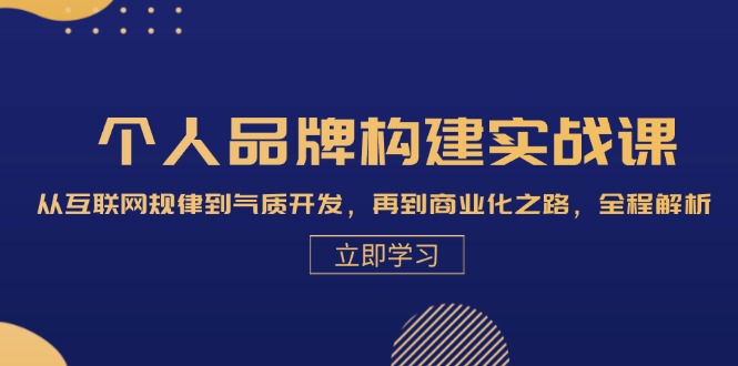 个人品牌构建实战课：从互联网规律到气质开发，再到商业化之路，全程解析-北漠网络