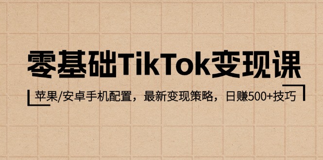 零基础TikTok变现课：苹果/安卓手机配置，最新变现策略，日赚500+技巧-北漠网络