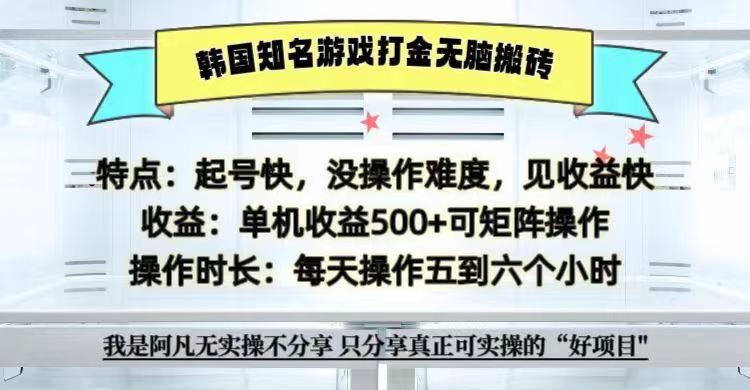 全网首发海外知名游戏打金无脑搬砖单机收益500+  即做！即赚！当天见收益！-北漠网络