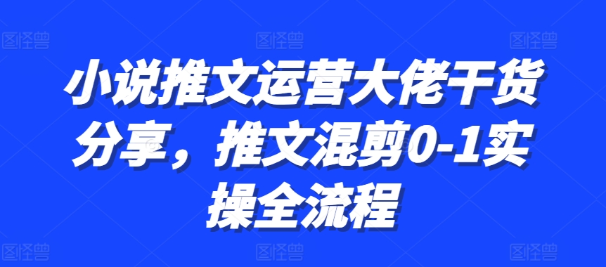 小说推文运营大佬干货分享，推文混剪0-1实操全流程-北漠网络