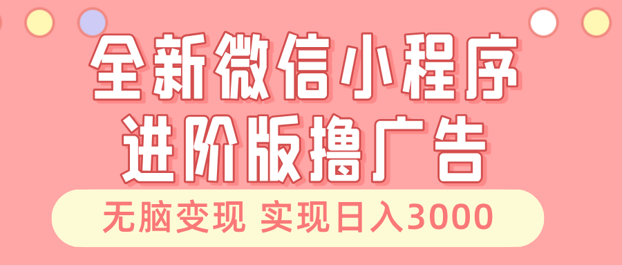 全新微信小程序进阶版撸广告 无脑变现睡后也有收入 日入3000＋-北漠网络