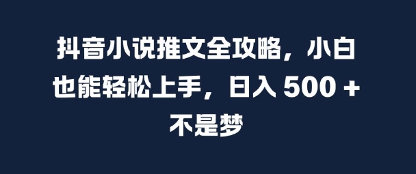 抖音小说推文全攻略，小白也能轻松上手，日入 5张+ 不是梦-北漠网络