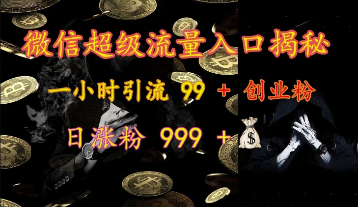 微信超级流量入口揭秘：一小时引流 99 + 创业粉，日涨粉 999 +-北漠网络