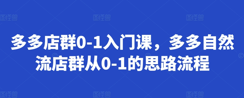 多多店群0-1入门课，多多自然流店群从0-1的思路流程-北漠网络