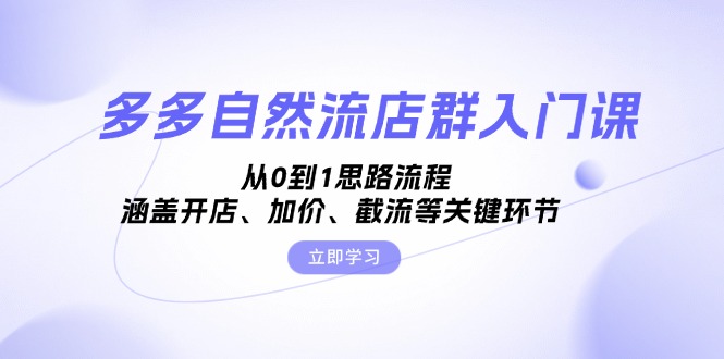 多多自然流店群入门课，从0到1思路流程，涵盖开店、加价、截流等关键环节-北漠网络