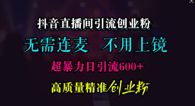 抖音直播间引流创业粉，无需连麦、无需上镜，超暴力日引流600+高质量精准创业粉-北漠网络