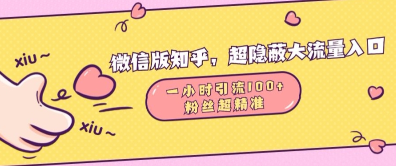 微信版知乎，超隐蔽流量入口1小时引流100人，粉丝质量超高-北漠网络