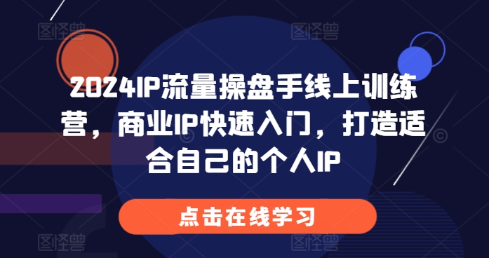 2024年IP流量运营专家在线培训课程，掌握商业IP打造技巧，快速构建个人品牌影响力-北漠网络