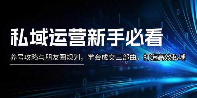 私域流量运营入门指南：如何快速养号、优化朋友圈布局，掌握成交技巧，构建高效率私域营销体系-北漠网络