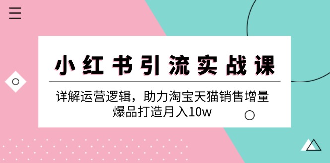 小红书引流实战课：详解运营逻辑，助力淘宝天猫销售增量，爆品打造月入10w-北漠网络