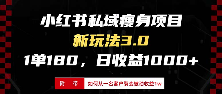 小红书高效瘦身项目3.0版，新手轻松日入1000+（附客户裂变收益技巧）-北漠网络