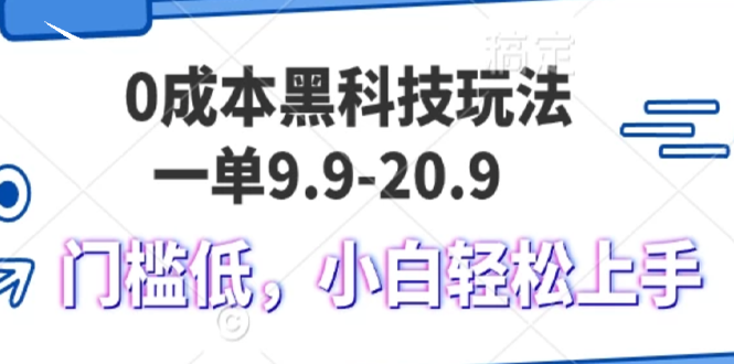 零成本黑技术操作，9.9元单日收入超1000元，新手快速上手指南-北漠网络