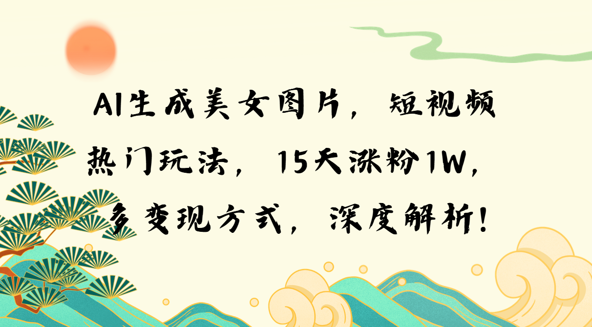 美女图片AI生成技巧，短视频平台热门玩法揭秘，15天内粉丝数翻倍至1万，多元化变现策略，全面深度解析！-北漠网络