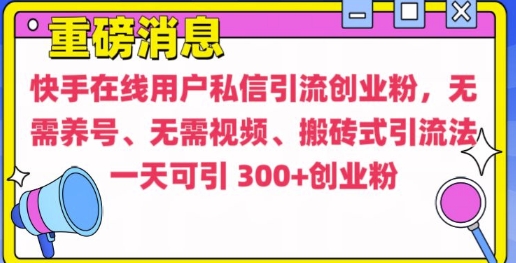 快手平台高效引流策略：无需养号和视频制作，实现快速粉丝增长的搬砖式引流技巧-北漠网络