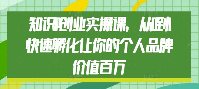 打造个人品牌：零基础IP创业实操课程，快速实现从零到一的飞跃，让你的品牌价值飙升至百万-北漠网络