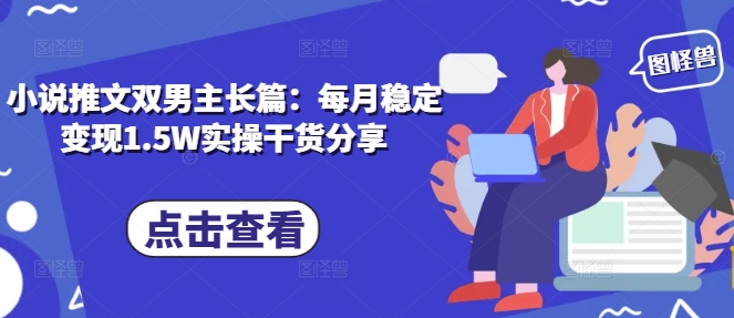 双男主长篇小说推广：每月稳定收入1.5万元的实战经验分享-北漠网络