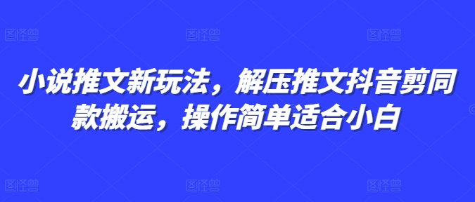 小说推广新策略：抖音短视频剪辑技巧，轻松上手的解压内容创作，专为初学者设计-北漠网络