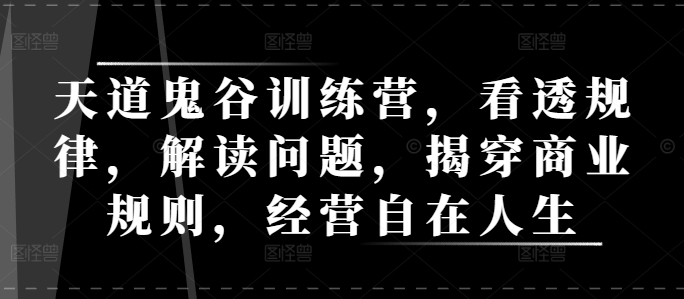 天道鬼谷商业智慧训练营：深入洞察市场规律，精准解析商业难题，揭秘成功经营之道，打造非凡人生-北漠网络