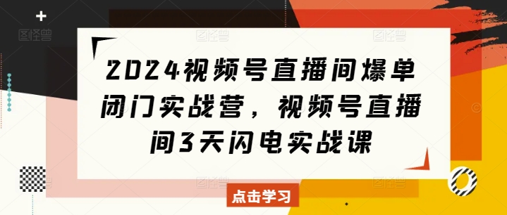 2024年视频号直播带货秘籍：3天快速掌握直播间爆单技巧与实战策略-北漠网络