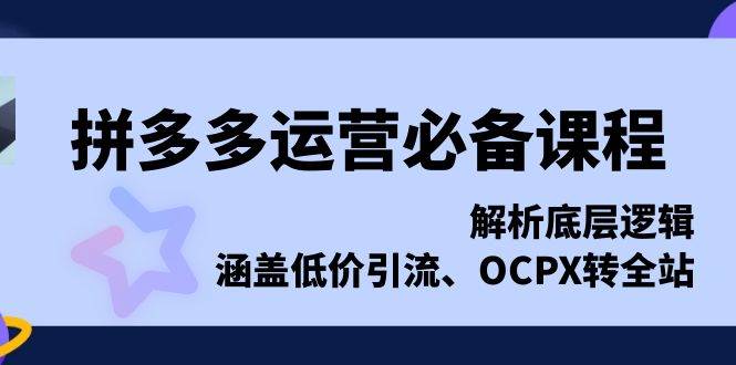 拼多多店铺运营核心课程：深度解析平台机制，掌握低成本引流与OCPX全站推广策略-北漠网络