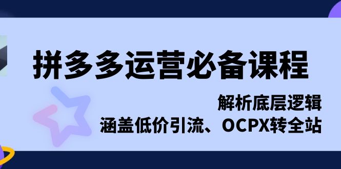 拼多多店铺运营核心课程：深度解析平台机制，掌握低成本引流技巧与OCPX全站推广策略-北漠网络