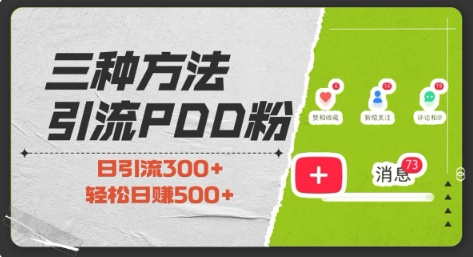 拼多多新手快速引流秘籍：零成本高回报，当天开单技巧，轻松日赚500+-北漠网络