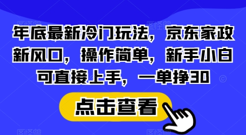 2023年年末家政服务新趋势：京东平台冷门赚钱机会，易操作高回报，新手也能轻松日赚30元-北漠网络