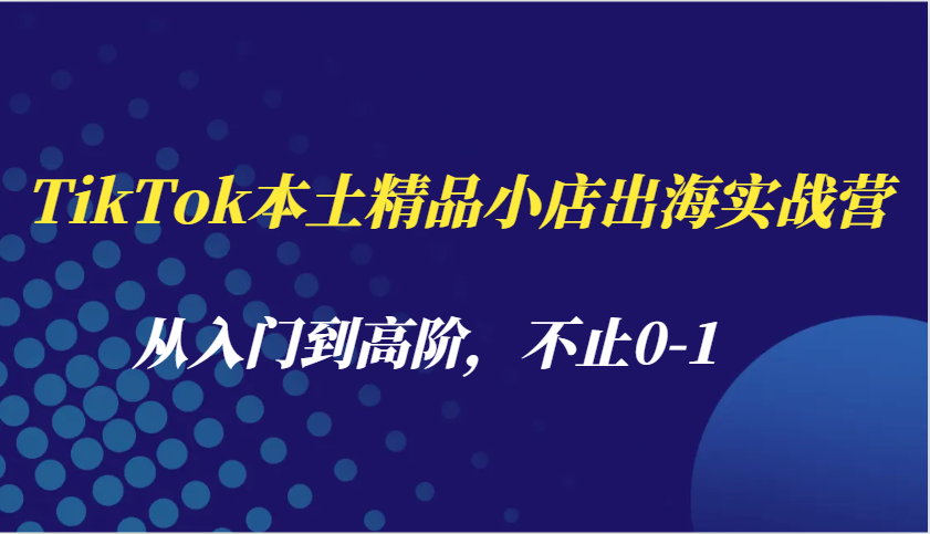 TikTok国际市场拓展指南：本土精品小店出海实战技巧，从基础到精通，实现0到1的飞跃-北漠网络