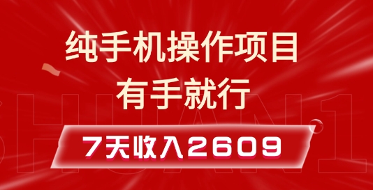 手机操作简易项目：无需经验，7天轻松赚取2609元以上，实操技巧全攻略-北漠网络