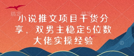 小说推广秘籍：揭秘双男主题材如何实现月入五位数，顶尖高手的实战经验分享-北漠网络