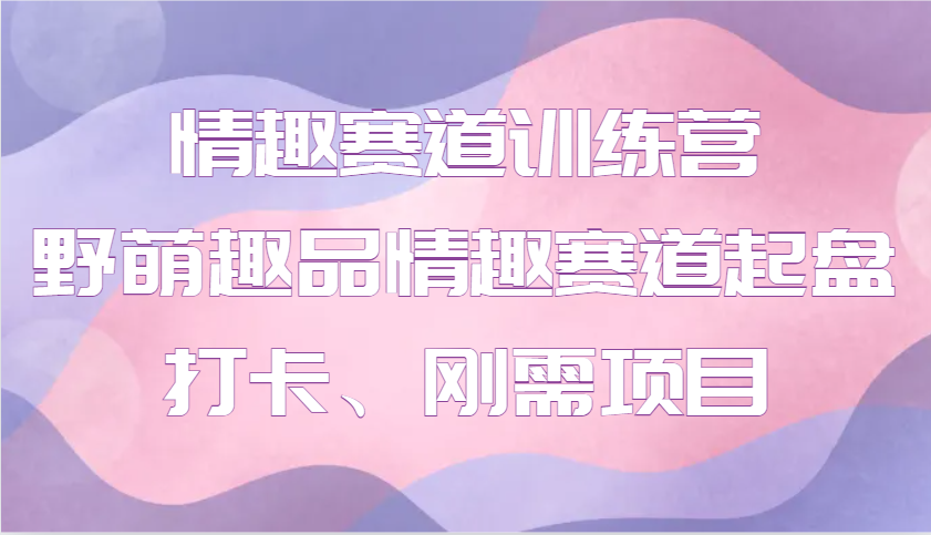 情趣赛道训练营：野萌趣品情趣用品市场起盘打卡，探索刚需项目潜力-北漠网络