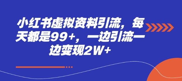 小红书虚拟资料引流秘籍：日增99+粉丝，同步变现超2万收益-北漠网络