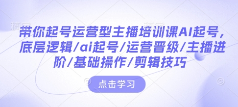 AI起号运营型主播培训课程：掌握底层逻辑，提升AI起号技巧，运营晋级策略，主播进阶指南，基础操作技巧与剪辑艺术-北漠网络