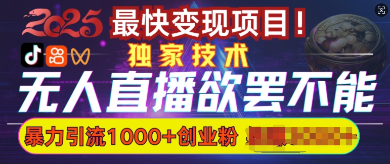 欲罢不能的无人直播引流，超暴力日引流1000+高质量精准创业粉-北漠网络