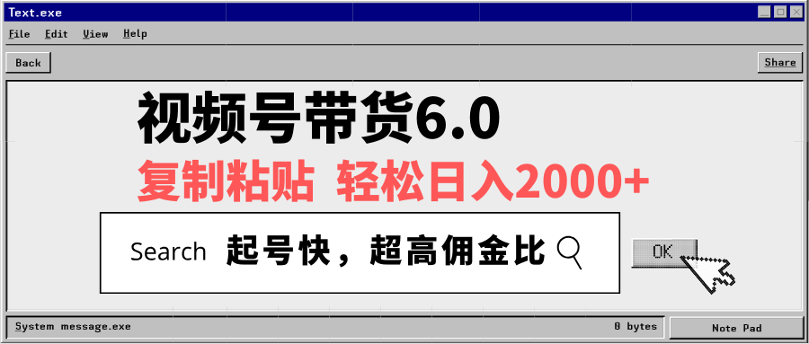 视频号带货6.0，轻松日入2000+，起号快，复制粘贴即可，超高佣金比-北漠网络