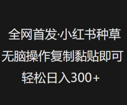 全网首发，小红书种草无脑操作，复制黏贴即可，轻松日入3张-北漠网络