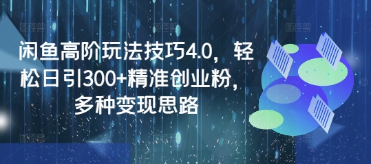 闲鱼高阶玩法技巧4.0，轻松日引300+精准创业粉，多种变现思路-北漠网络