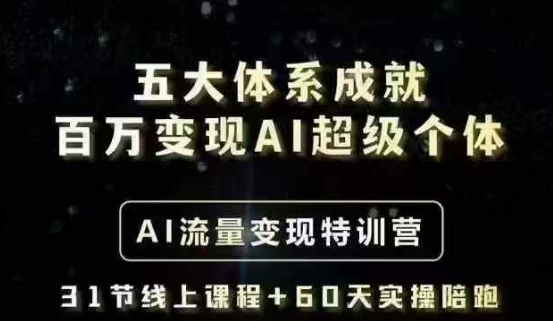 五大体系成就百万变现AI超级个体- AI流量变现特训营，一步一步教你一个人怎么年入百W-北漠网络