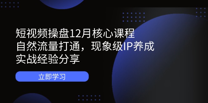 短视频操盘12月核心课程：提升自然流量、打造现象级IP与实战经验分享-北漠网络