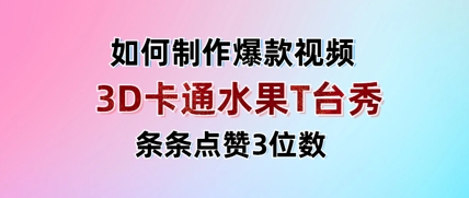 3D卡通水果时尚秀视频：单日收入显著，多条点赞达三位数-北漠网络