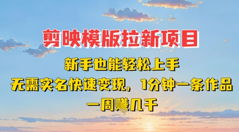 剪映模板拉新攻略：新手零门槛轻松入门，无需实名，快速变现，1分钟制作一条作品，一周收入轻松过几千-北漠网络