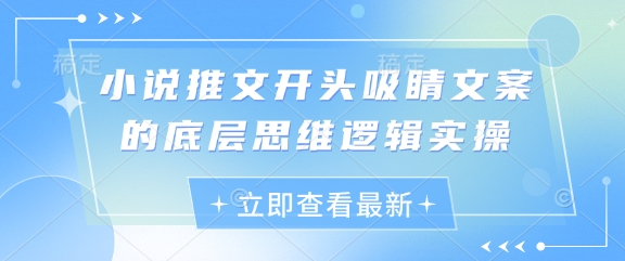 提升小说推文开头吸引力的底层思维逻辑与实操技巧-北漠网络