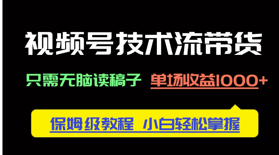 视频号带货攻略：无脑读稿轻松盈利，每场收益突破1000+，保姆级教程助你快速上手！-北漠网络