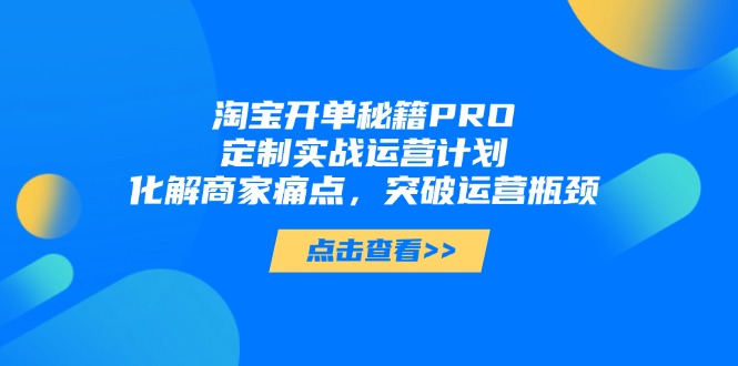 淘宝开单秘籍PRO：定制实战运营方案，解决商家痛点，突破运营瓶颈攻略-北漠网络